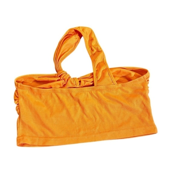 Cider Asymmetrical Halter Cutout Crop Top Women’s size Small (4) Neon Orange - Picture 6 of 12